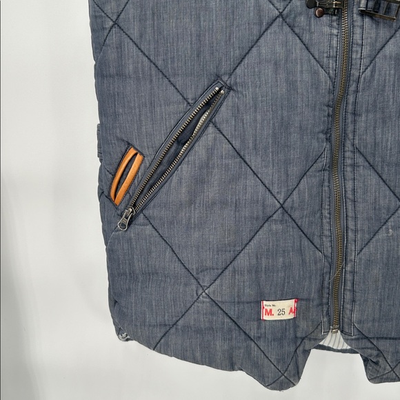 Marshall Artist Quilted Gilet Vest Blue Cotton Zip Men’s L - Picture 4 of 11